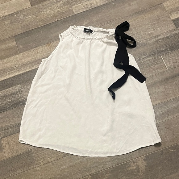 Lord & Taylor Tops - Lord & Taylor Ivory Blouse with Navy Bow